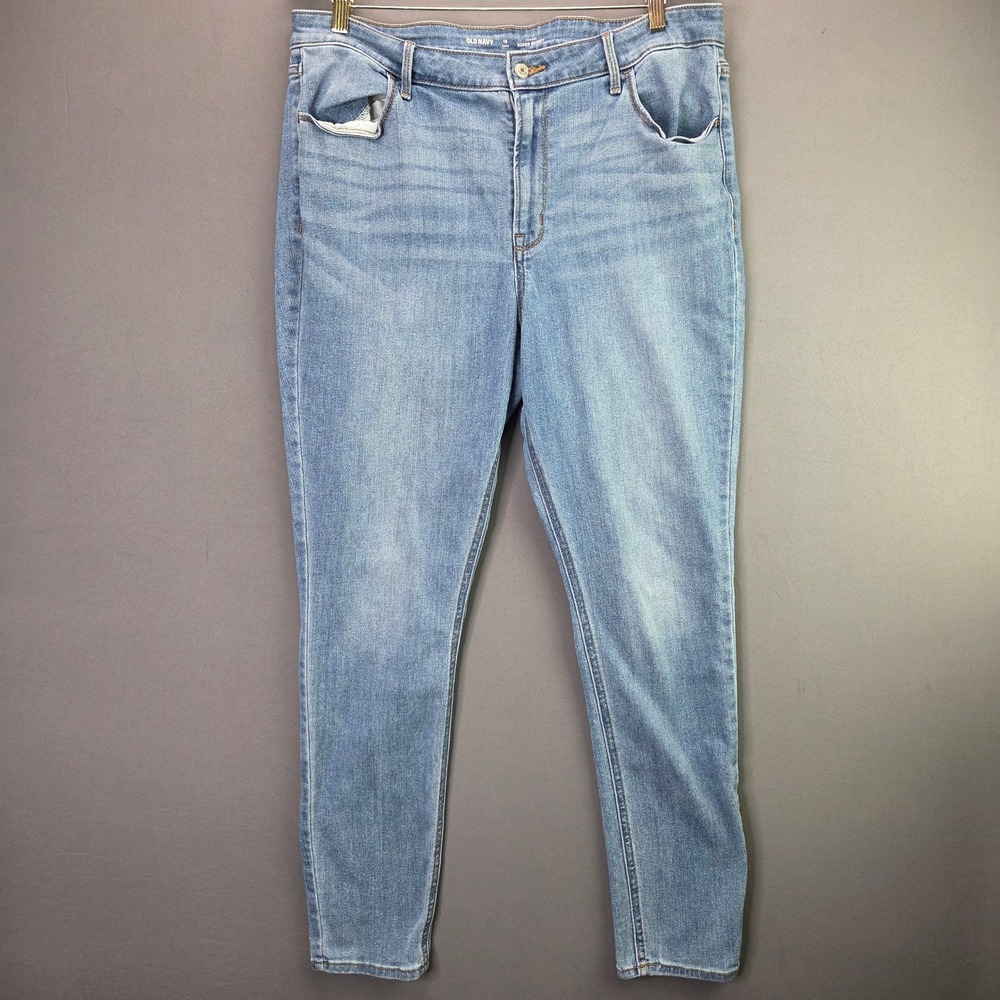 Old Navy Jeans Womens 16 Long High Rise Super Skinny Light Wash Denim Stretch